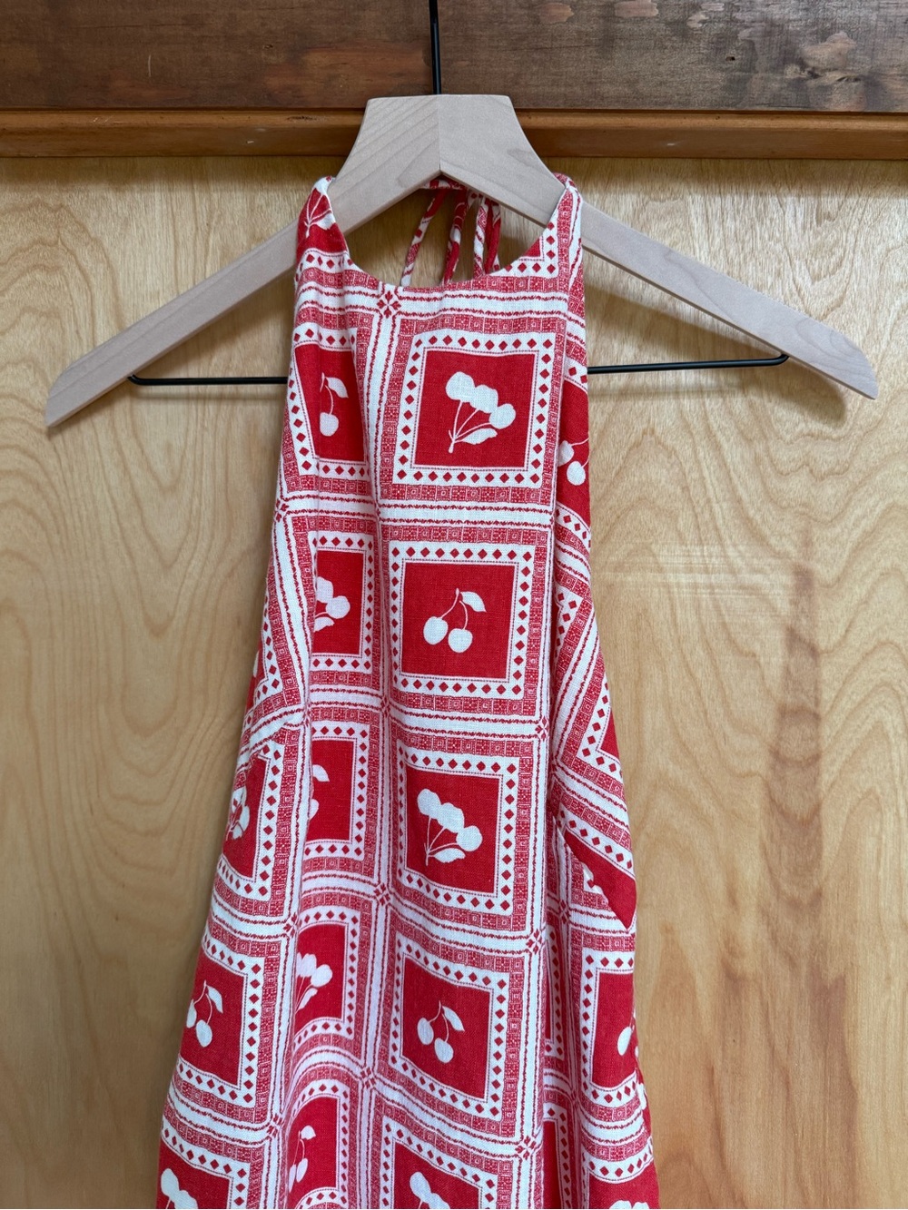 Small Abercrombie & Fitch Red + White Cherry Print Halter Mini Dress - Picture 13 of 15